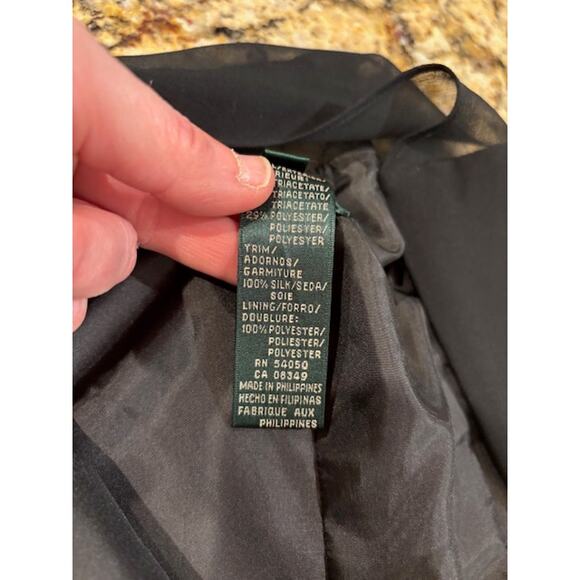 Ralph Lauren Cocktail Dress Wedding Guest Formal Midi Black 100% Silk Size 4 - Picture 7 of 10